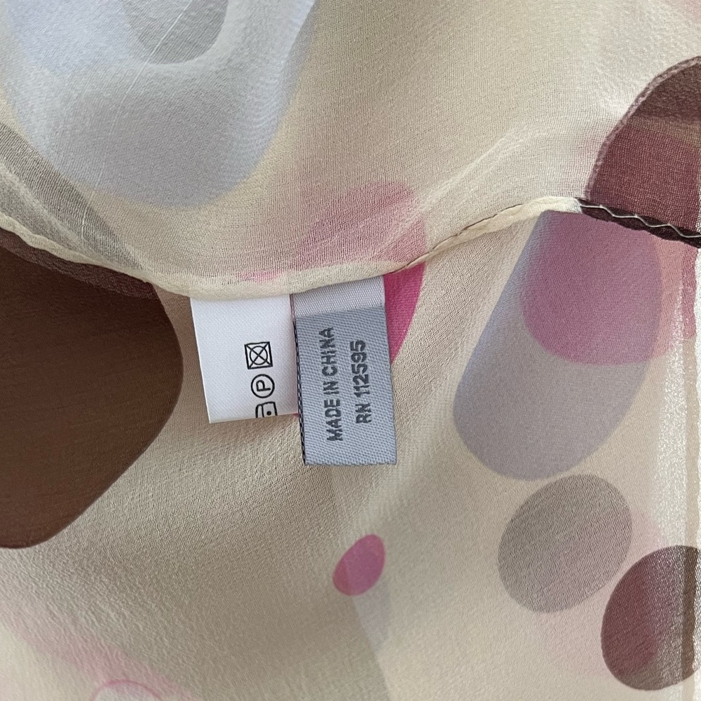 Vintage Gena Sheer Ivory Polka Dot Silk Rectangle Scarf Size 65 X 16 - Picture 4 of 5